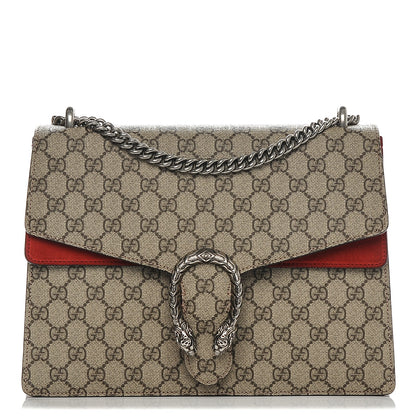Gucci GG Supreme Monogram Suede Cudu Medium Dionysus Shoulder Bag Beige Ebony Vulcanic Red 1 of 7