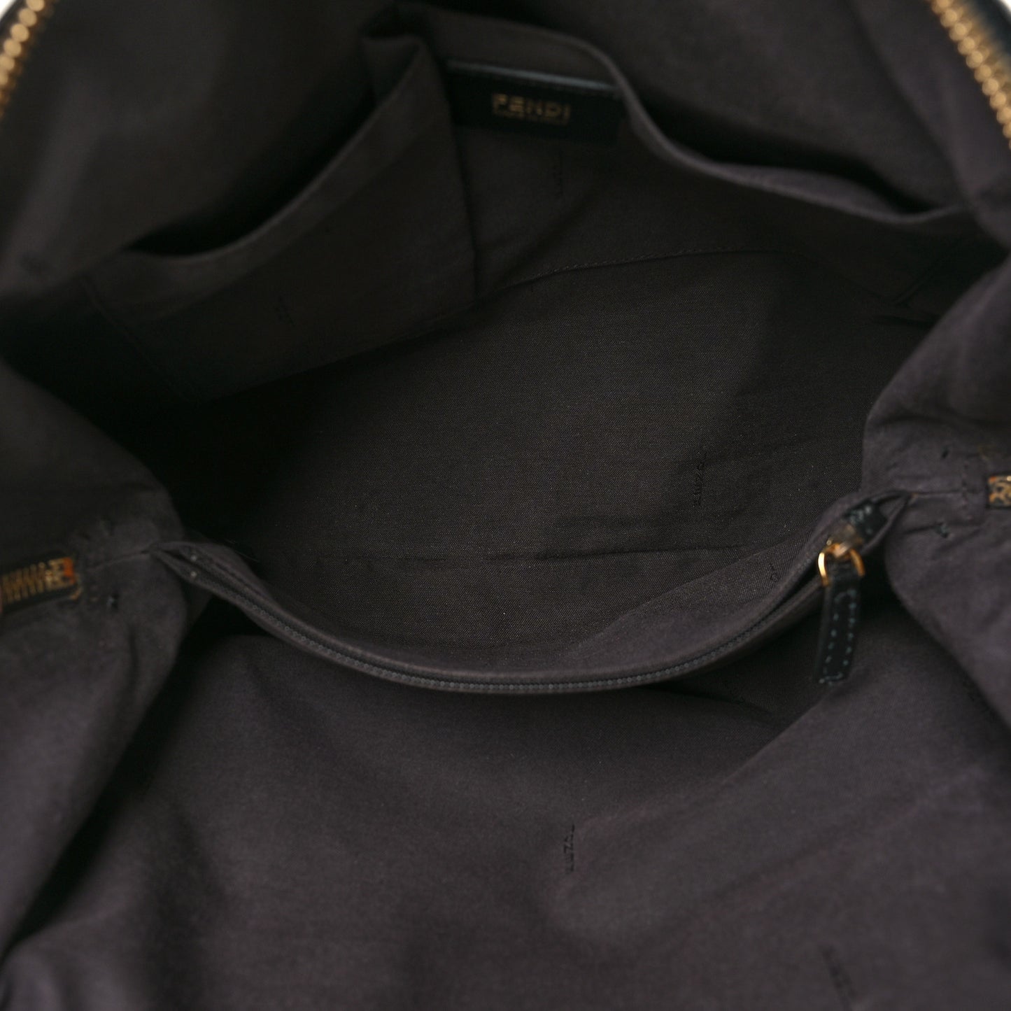 Pebbled Calfskin Small Chameleon Tote Black