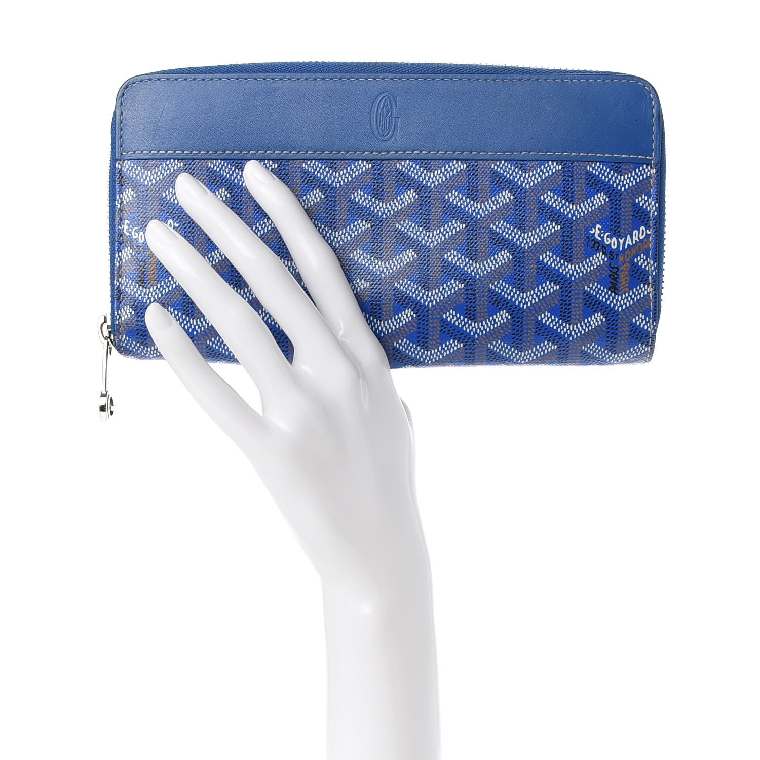 Goyard Goyardine Matignon Zip Around GM Wallet Blue 2 of 8