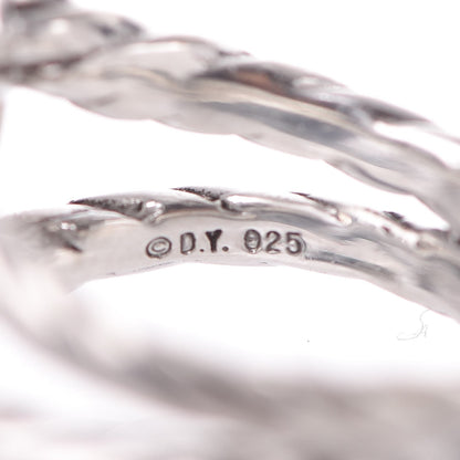 David Yurman Sterling Silver Diamond Prasiolite 15mm Cushion On Point Ring 53.5 6.5 5 of 5