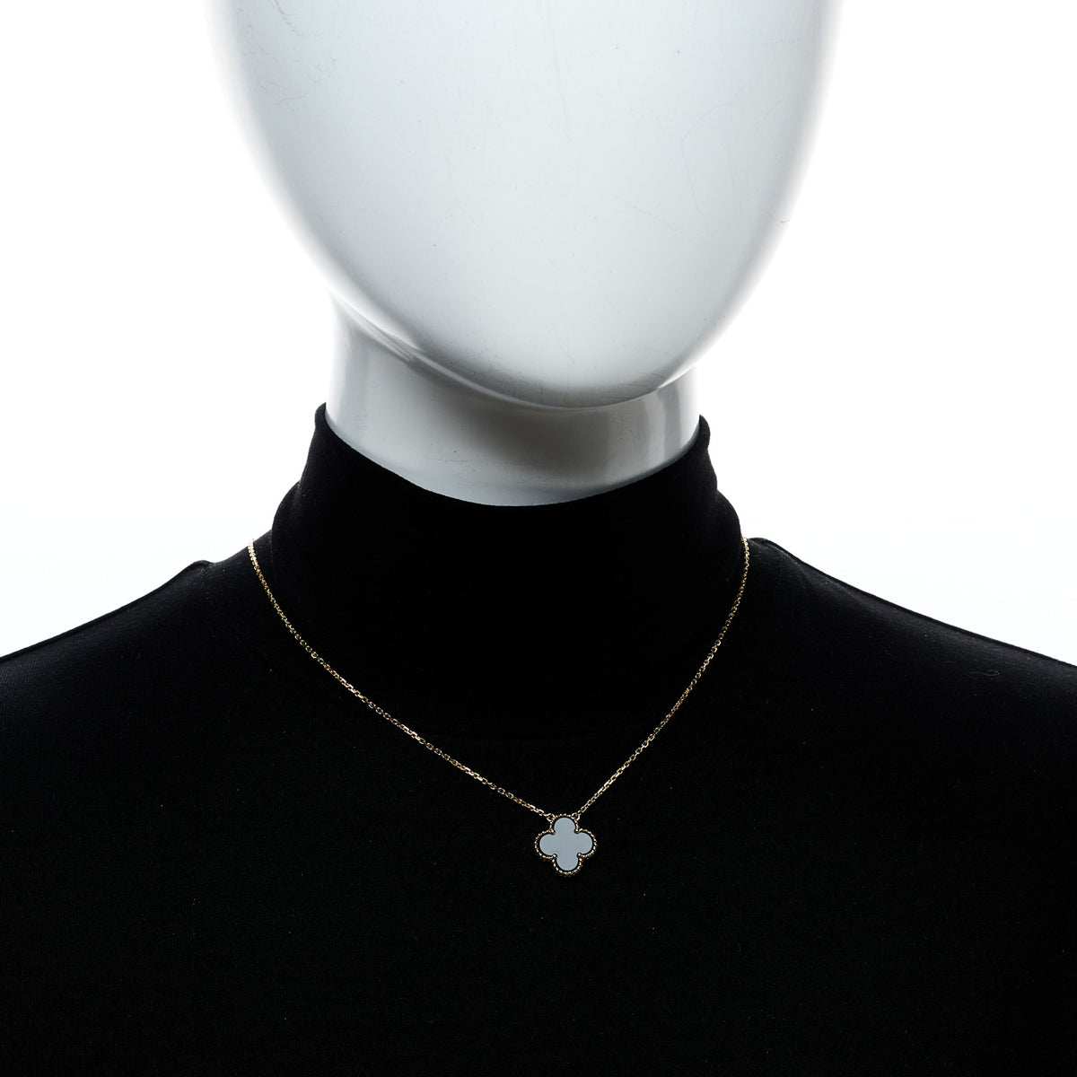Van Cleef & Arpels 18K Yellow Gold Black Onyx Vintage Alhambra Pendant Necklace 2 of 6