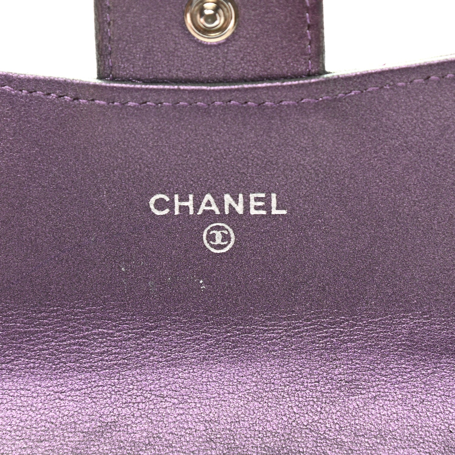 Chanel Metallic Lambskin Quilted Large Gusset Flap Wallet Purple 6 of 13