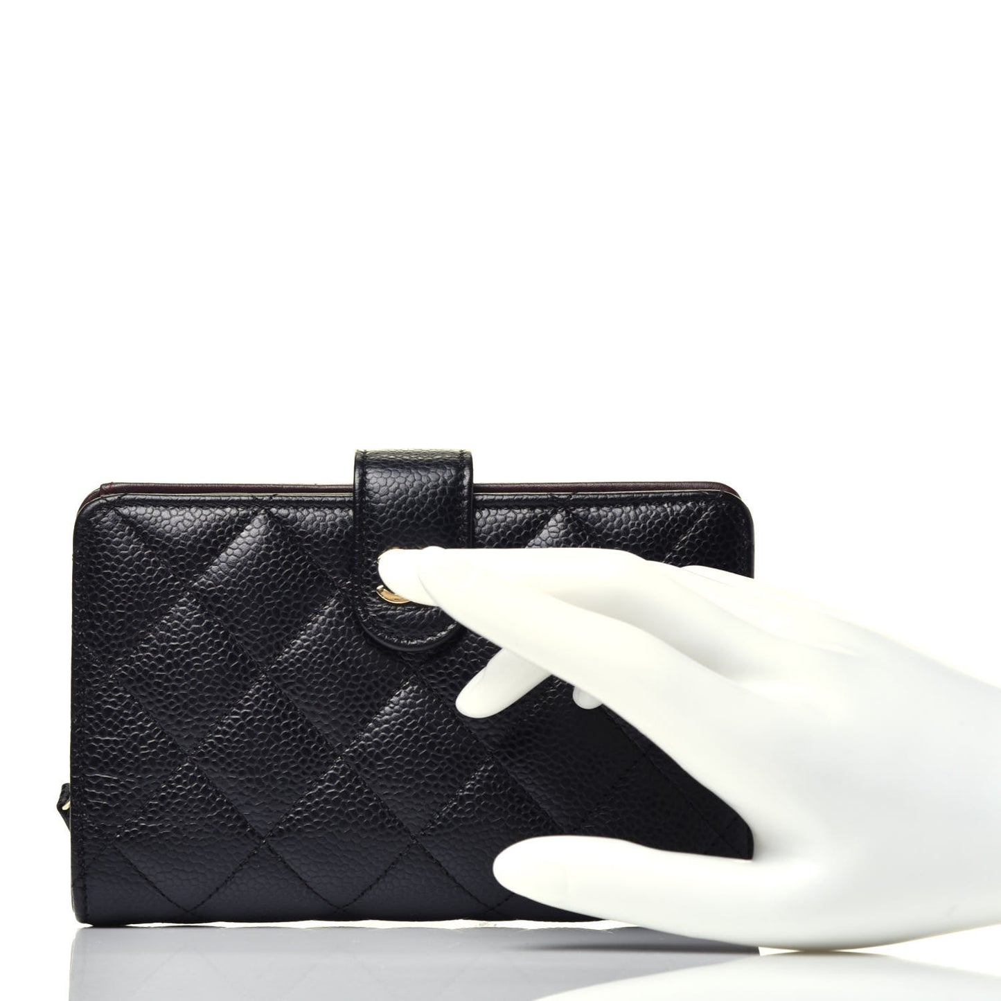Caviar Quilted Zipped Pocket Wallet Black