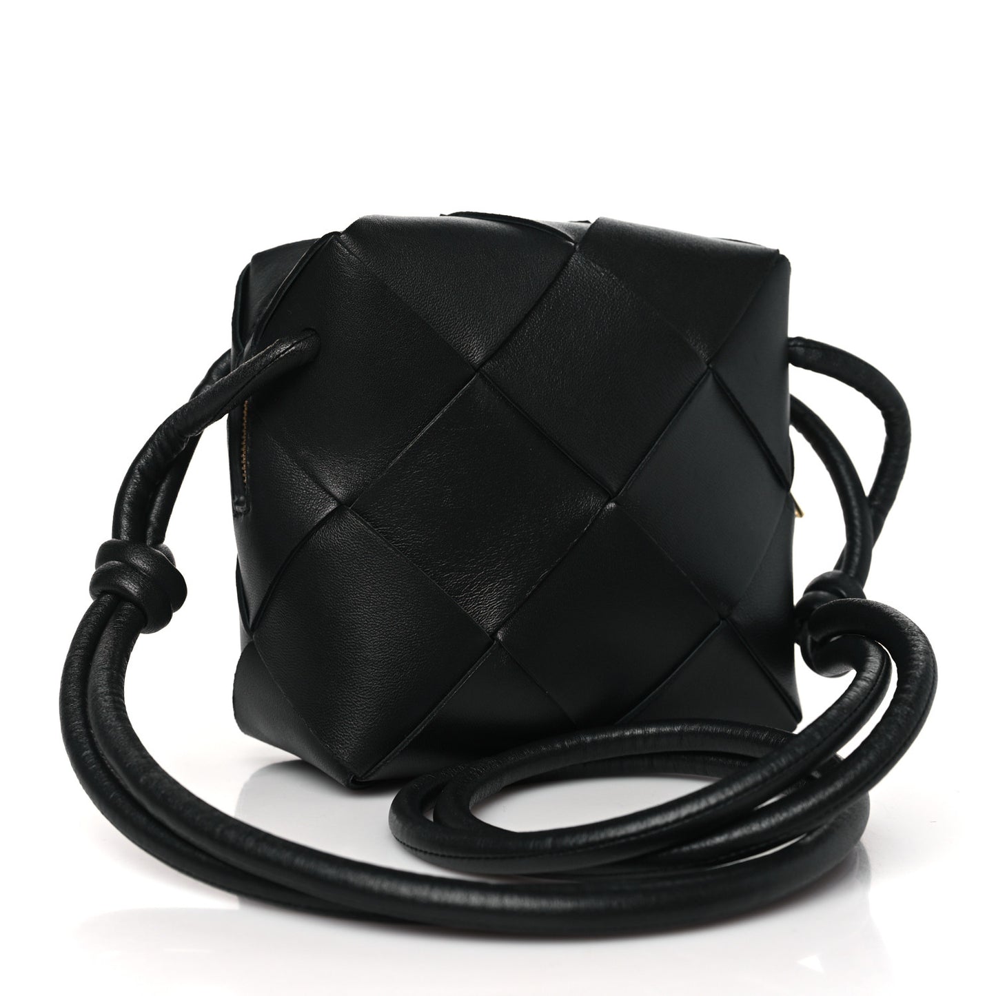 Lambskin Maxi Intrecciato Mini Cassette Camera Bag Black