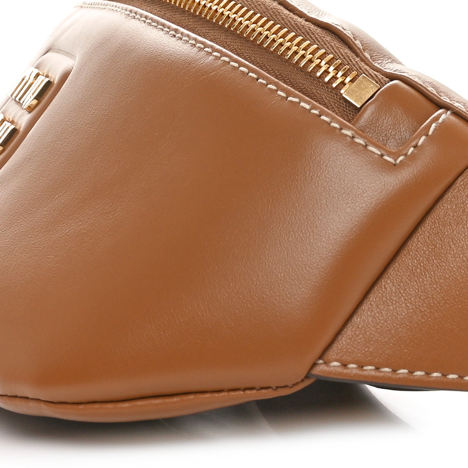 Miu Miu Calfskin Logo Belt Bag Caramel 9 of 9