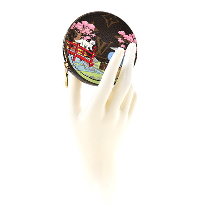Louis Vuitton Monogram 2021 Christmas Animation Japanese Garden Round Coin Purse Wisteria Pink 2 of 7