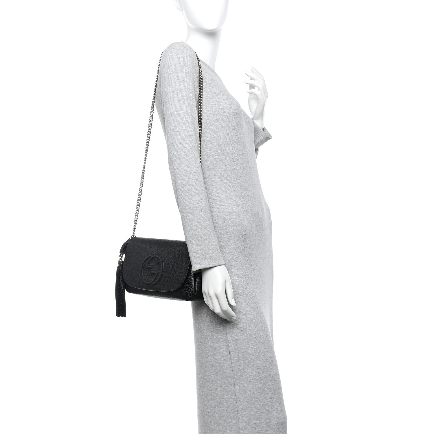 Gucci Pebbled Calfskin Medium Soho Flap Crossbody Black 2 of 10