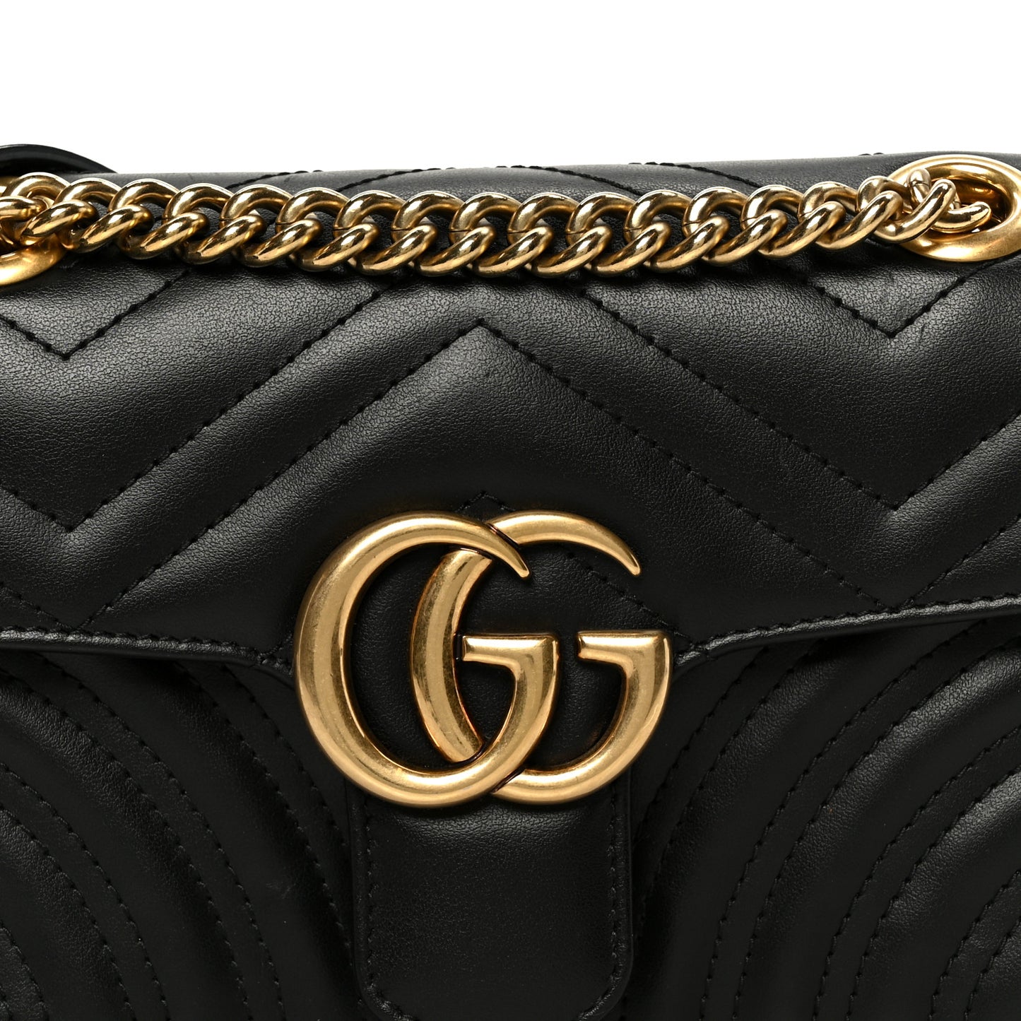 Calfskin Matelasse Mini GG Marmont Shoulder Bag Black