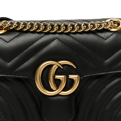 Gucci Calfskin Matelasse Mini GG Marmont Shoulder Bag Black 8 of 11