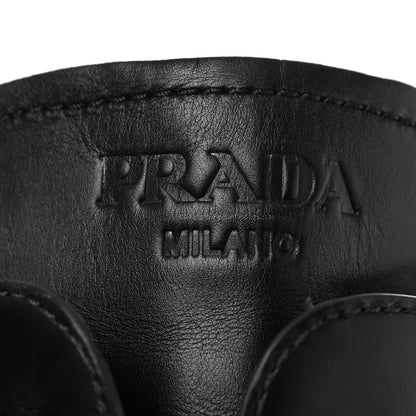 Prada Vitello Lux Nylon Metal Triangle Logo Monolith Pouch Pocket 55mm Tall Combat Boots 41 Black 7 of 11