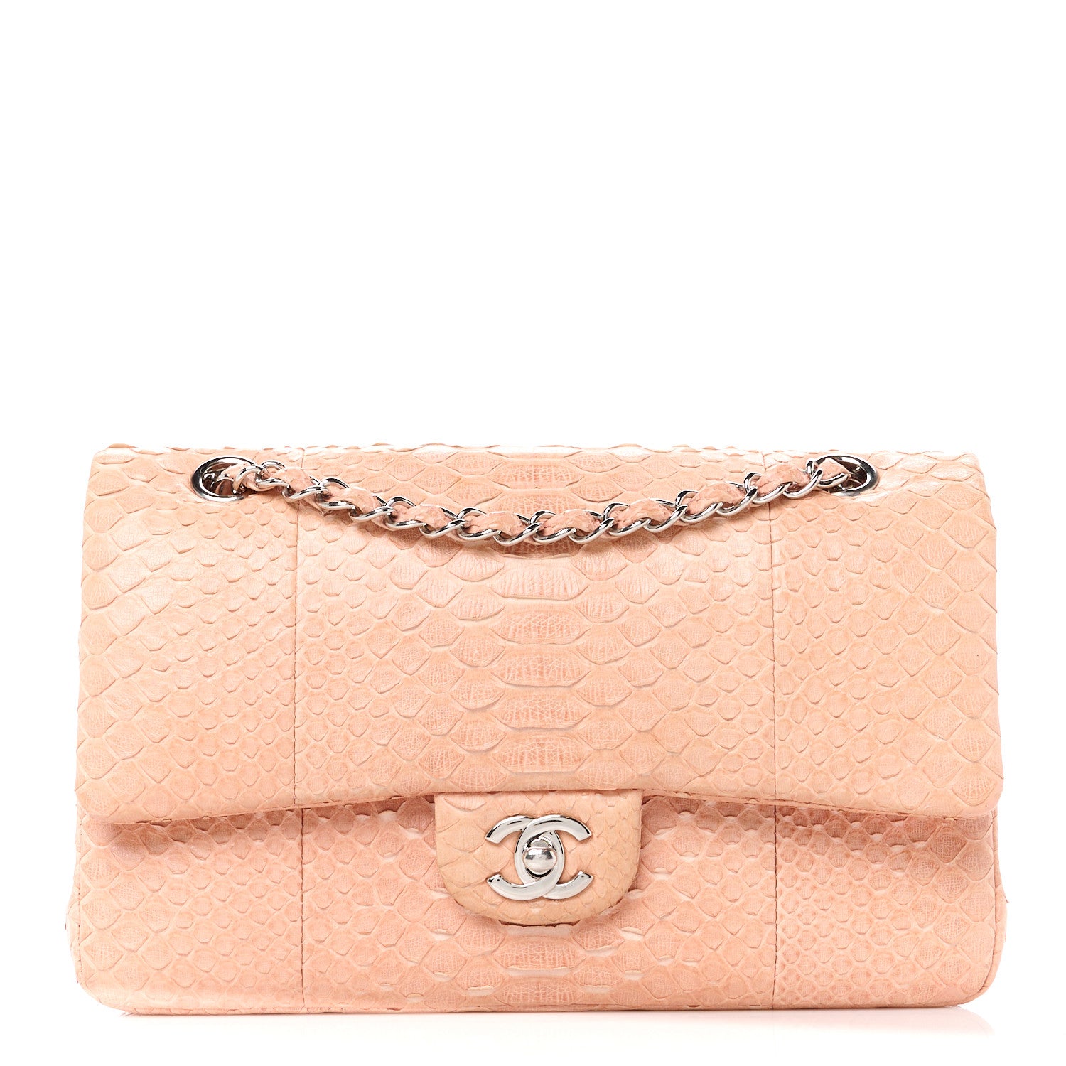 Chanel Snakeskin Medium Double Flap Pink 1 of 11