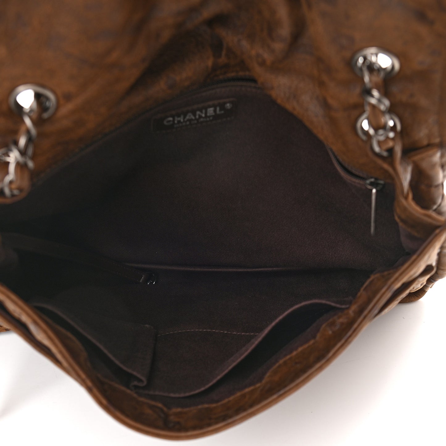 Aged Crumpled Calfskin Vintage Flap Brown