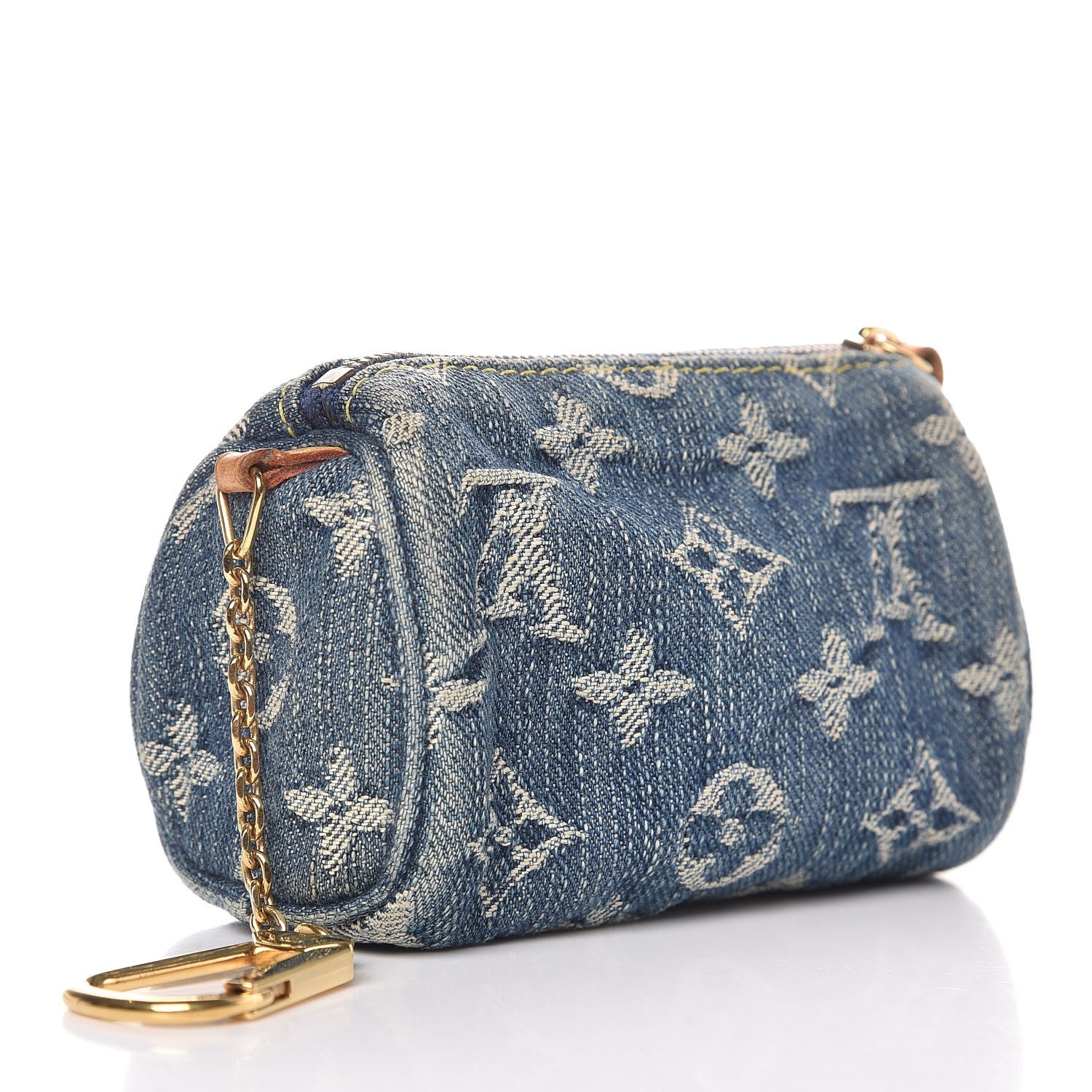 Louis Vuitton Monogram Denim Pochette Speedy PM Key Holder Blue 3 of 7