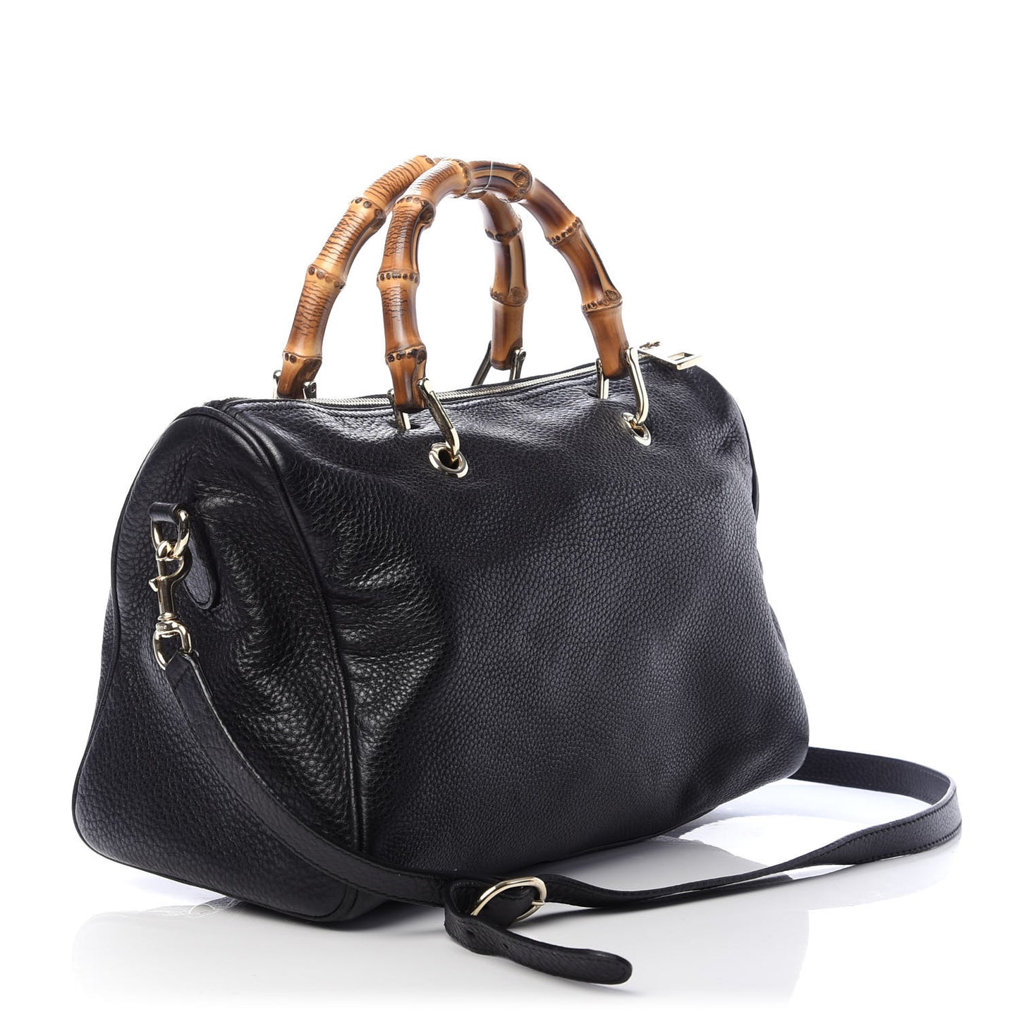 Calfskin Bamboo Medium Shopper Boston Black