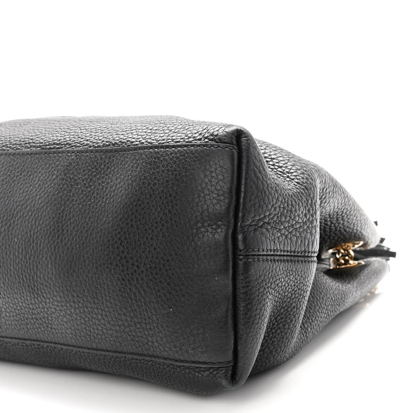 Pebbled Calfskin Medium Soho Chain Shoulder Bag Black