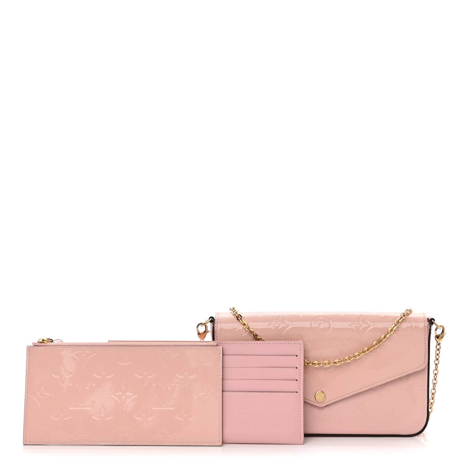 Louis Vuitton Vernis Felicie Chain Wallet Rose Ballerine 1 of 11