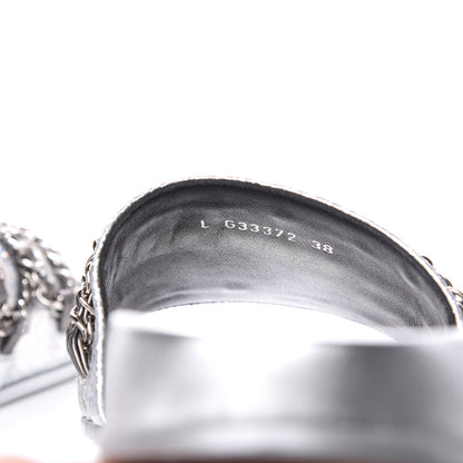 Chanel Metallic Lambskin Chain Flat Sandals 38 Silver 8 of 11