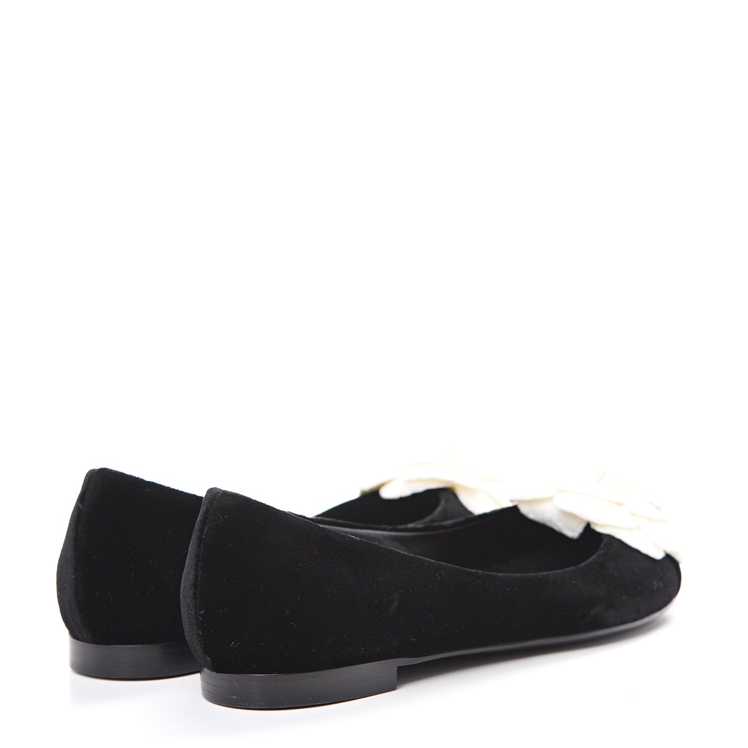 Chanel Velvet Camellia Ballerina Flats 35 Black 4 of 9