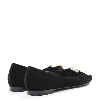 Chanel Velvet Camellia Ballerina Flats 35 Black 4 of 9