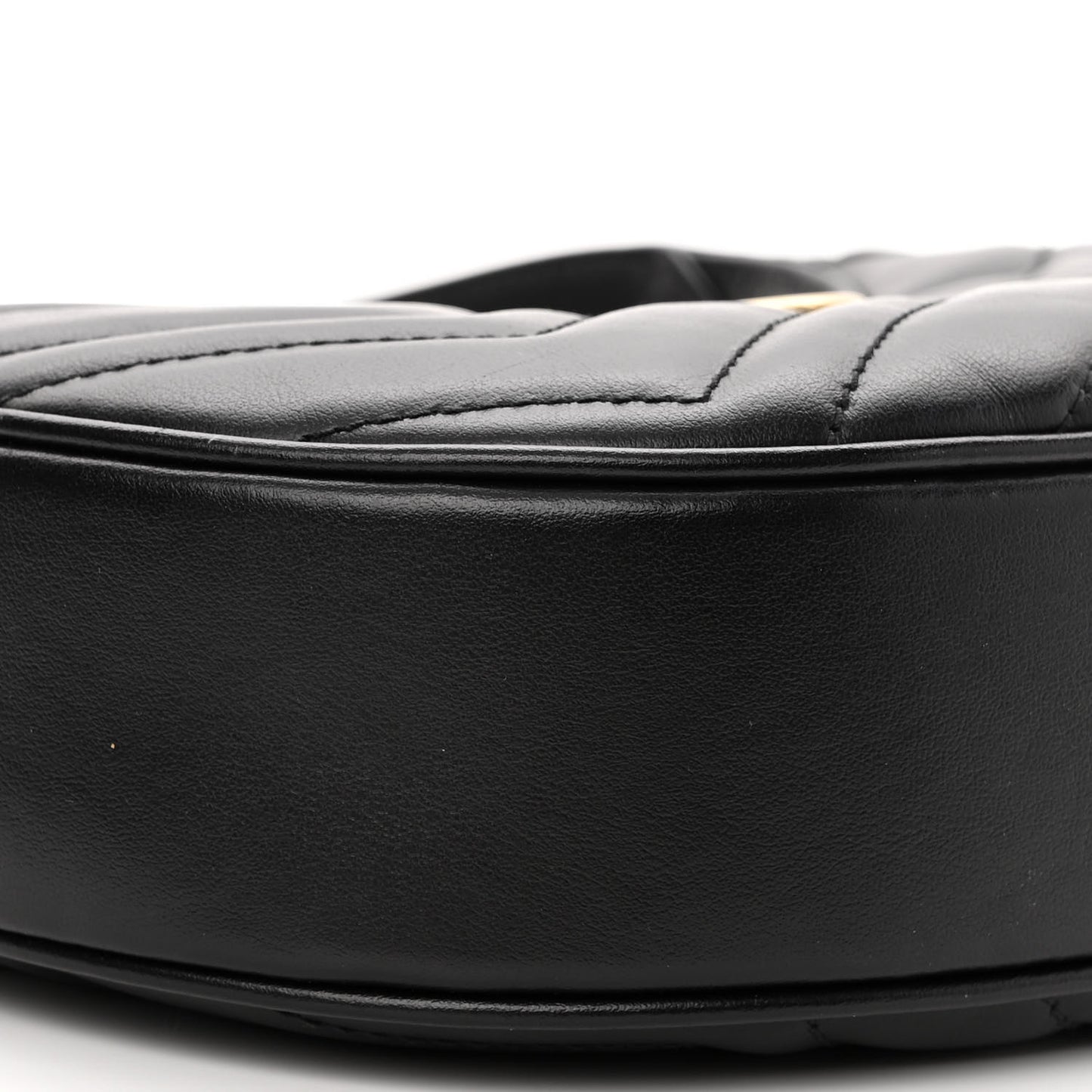 Calfskin Matelasse Chevron Mini GG Marmont Half Moon Hobo Black