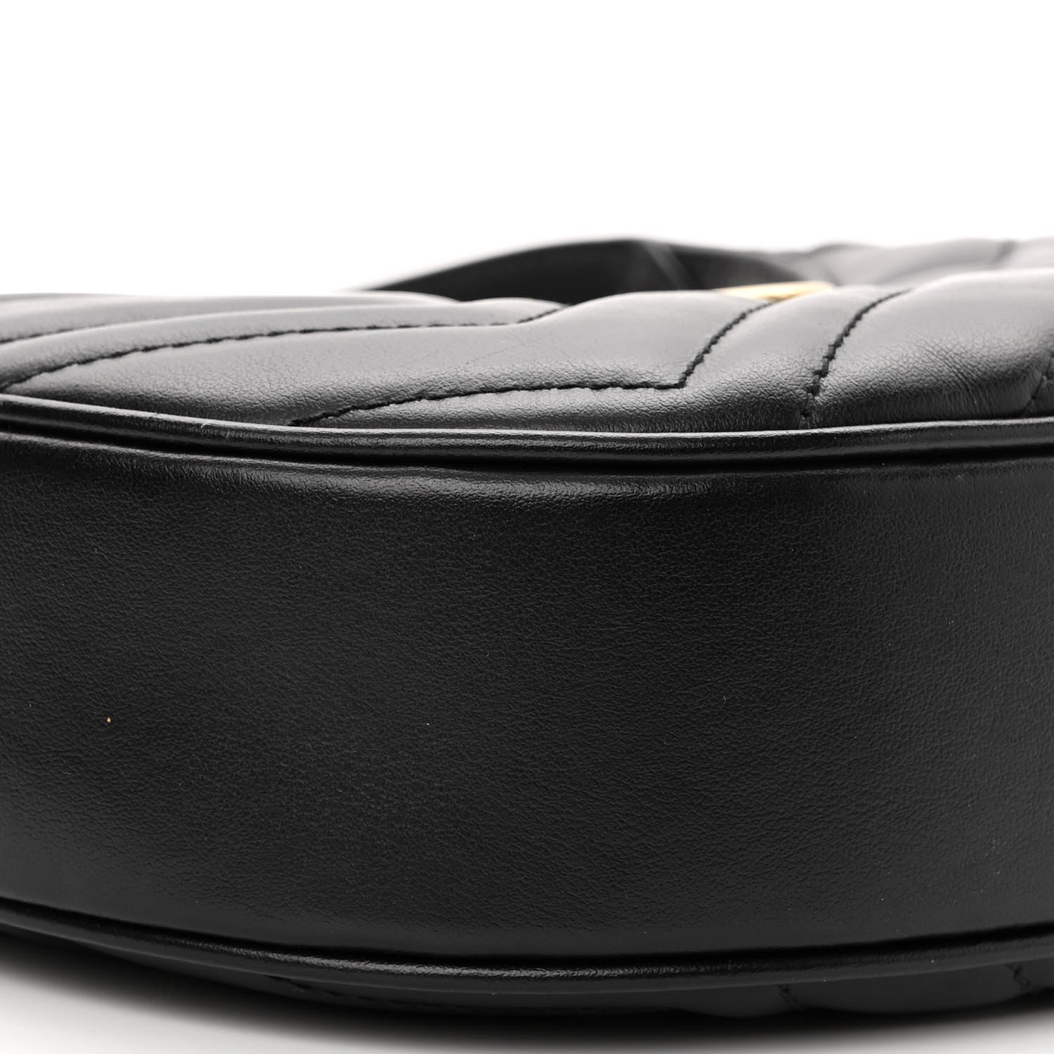Gucci Calfskin Matelasse Chevron Mini GG Marmont Half Moon Hobo Black 9 of 10