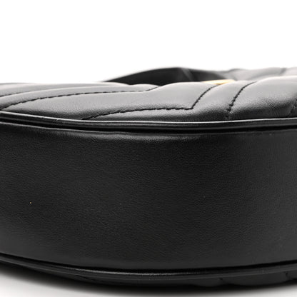 Gucci Calfskin Matelasse Chevron Mini GG Marmont Half Moon Hobo Black 9 of 10