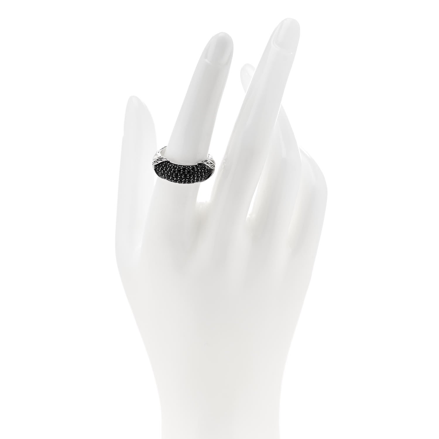 John Hardy Sterling Silver Black Spinel Classic Chain Ring 54 7 2 of 6