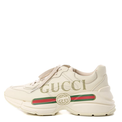Gucci Calfskin Logo Womens Rhyton Sneakers 39 Ivory 1 of 9