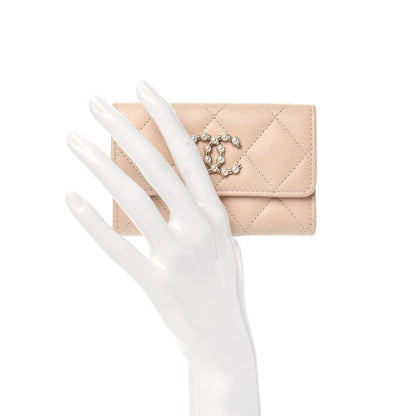 Chanel Caviar Pearl Quilted Coco Candy Flap Card Holder Beige 2 of 8