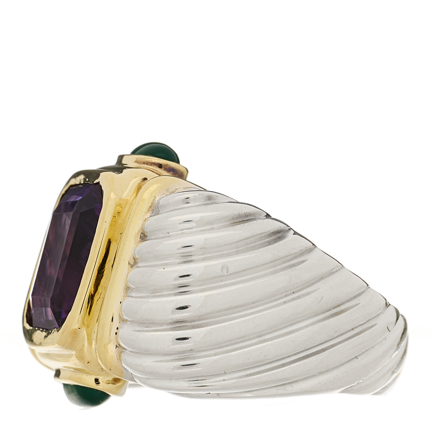 Sterling Silver 14k Yellow Gold Amethyst Emerald Ring 50 5.25