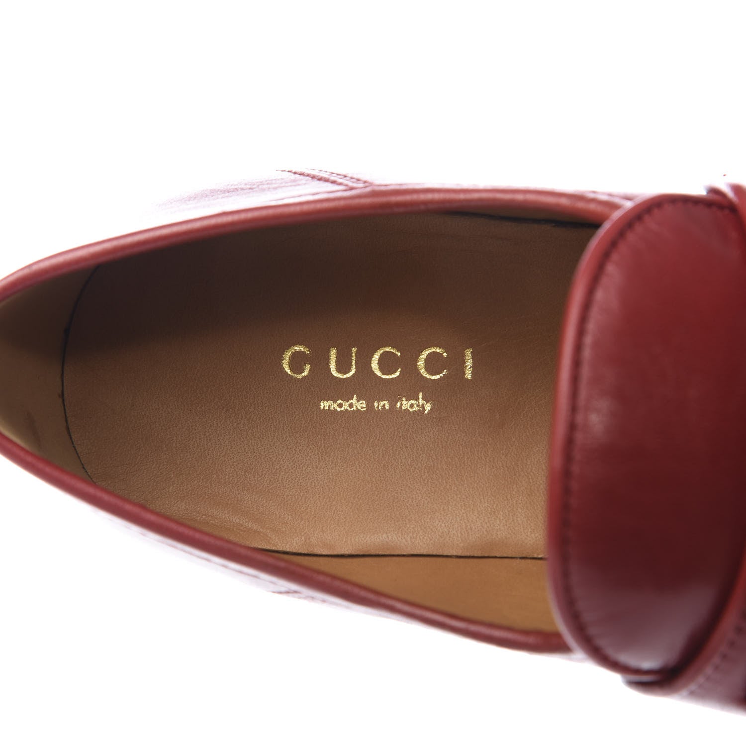 Gucci Malaga Kid Horsebit Mid Heel Loafers 35 Red 8 of 10