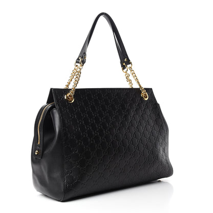 Gucci Guccissima Signature Large Shoulder Tote Bag Black 3 of 10