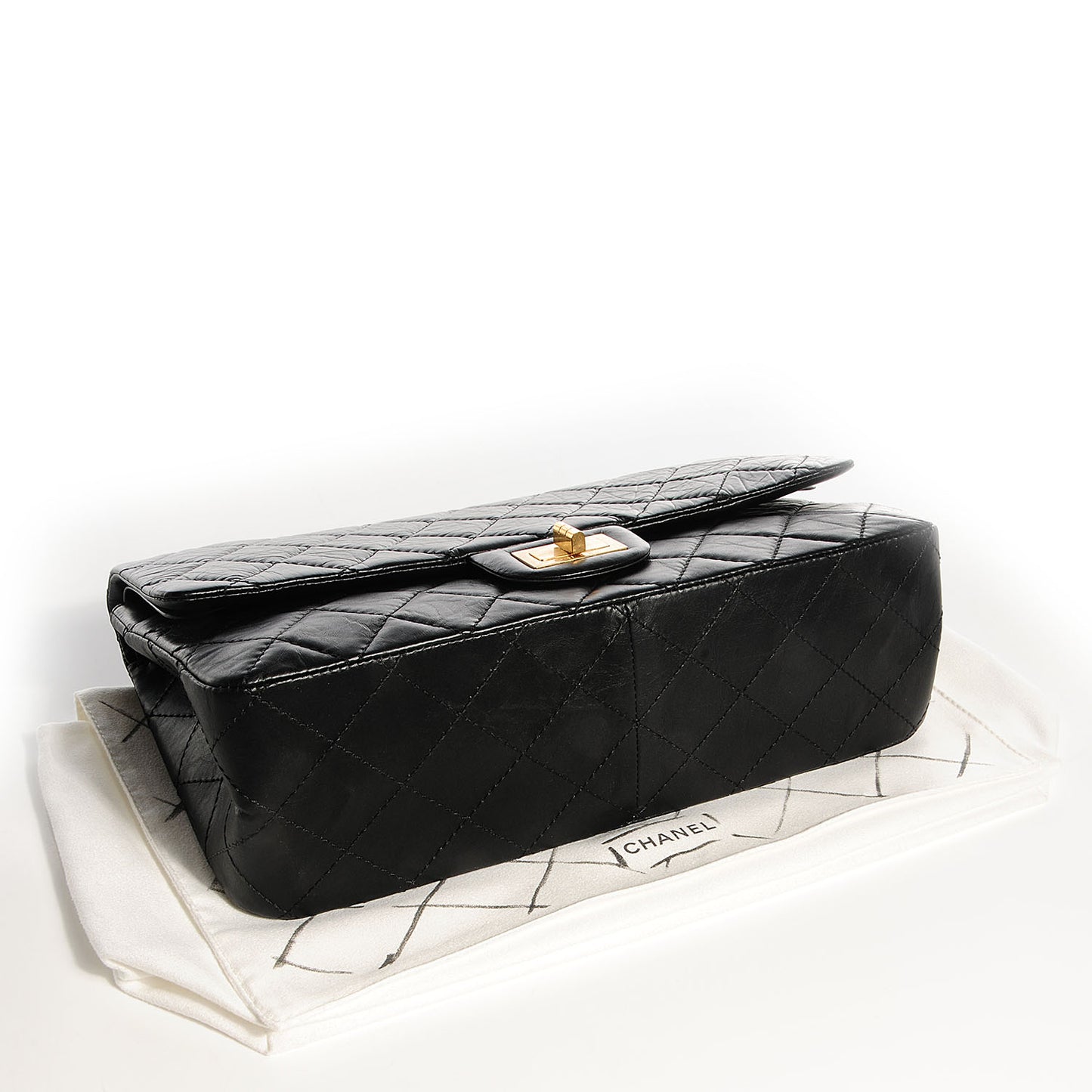 Aged Calfskin Quilted 2.55 Reissue 227 Flap Black