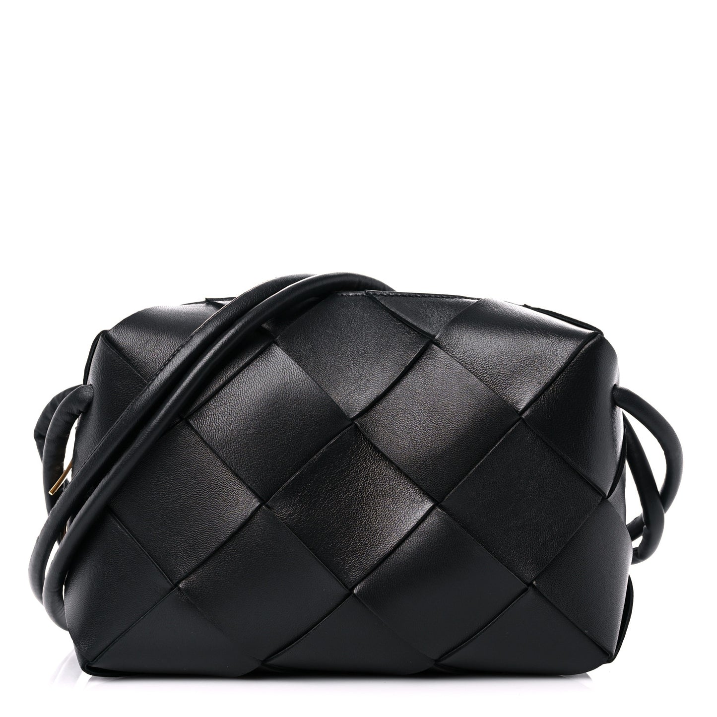 Lambskin Intreccio Small Cassette Camera Bag Black
