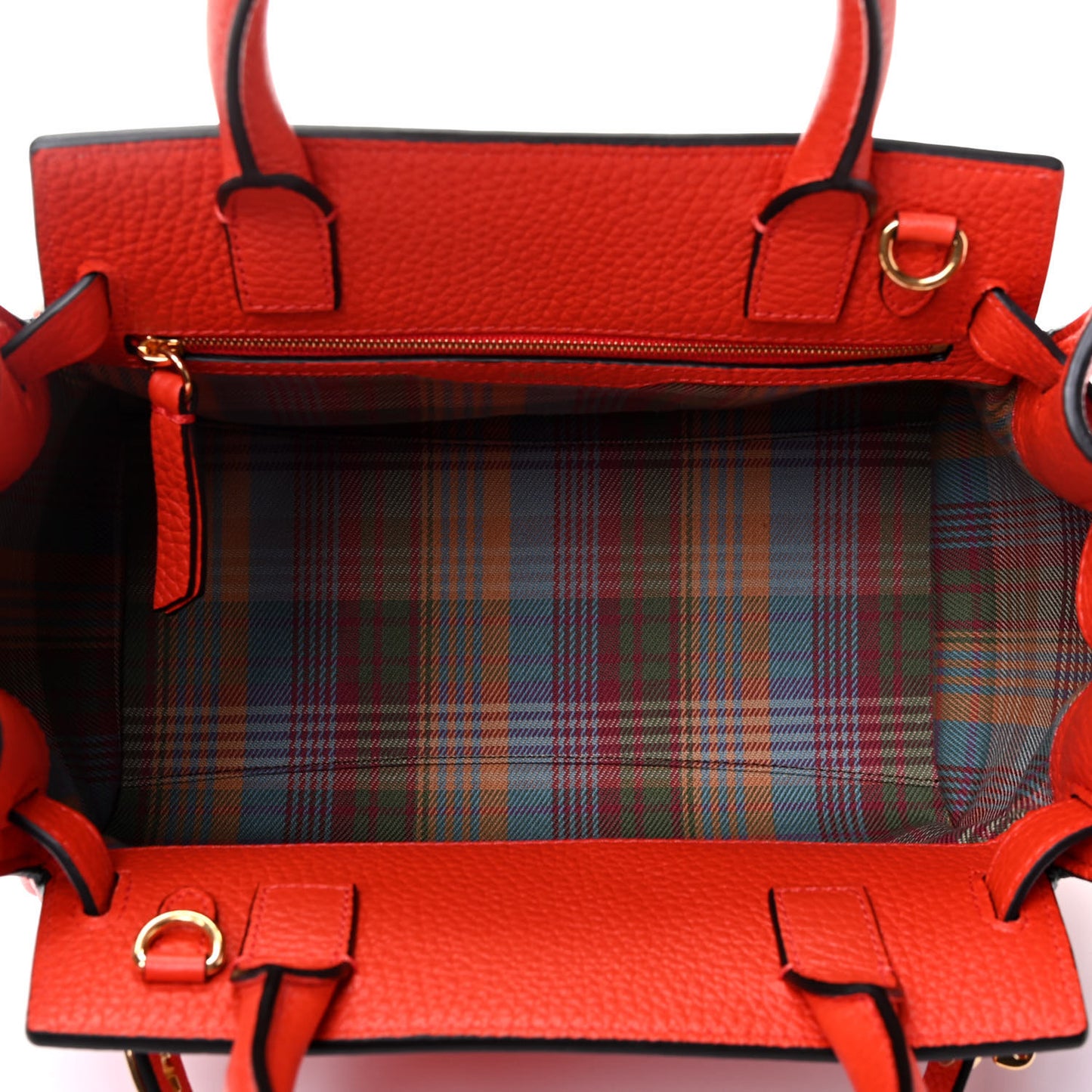 Classic Grain Calfskin Belted Bayswater Tote Orange