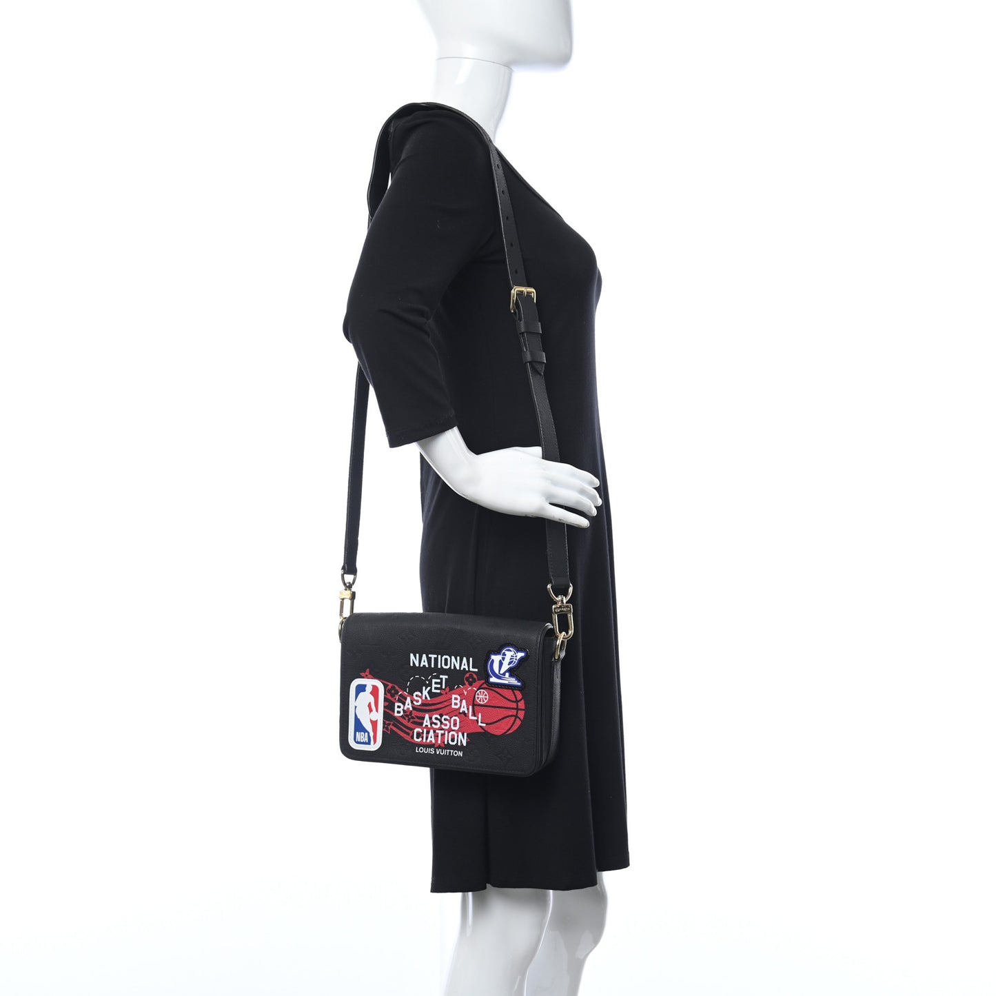 x NBA Grained Calfskin Monogram Studio Messenger Black