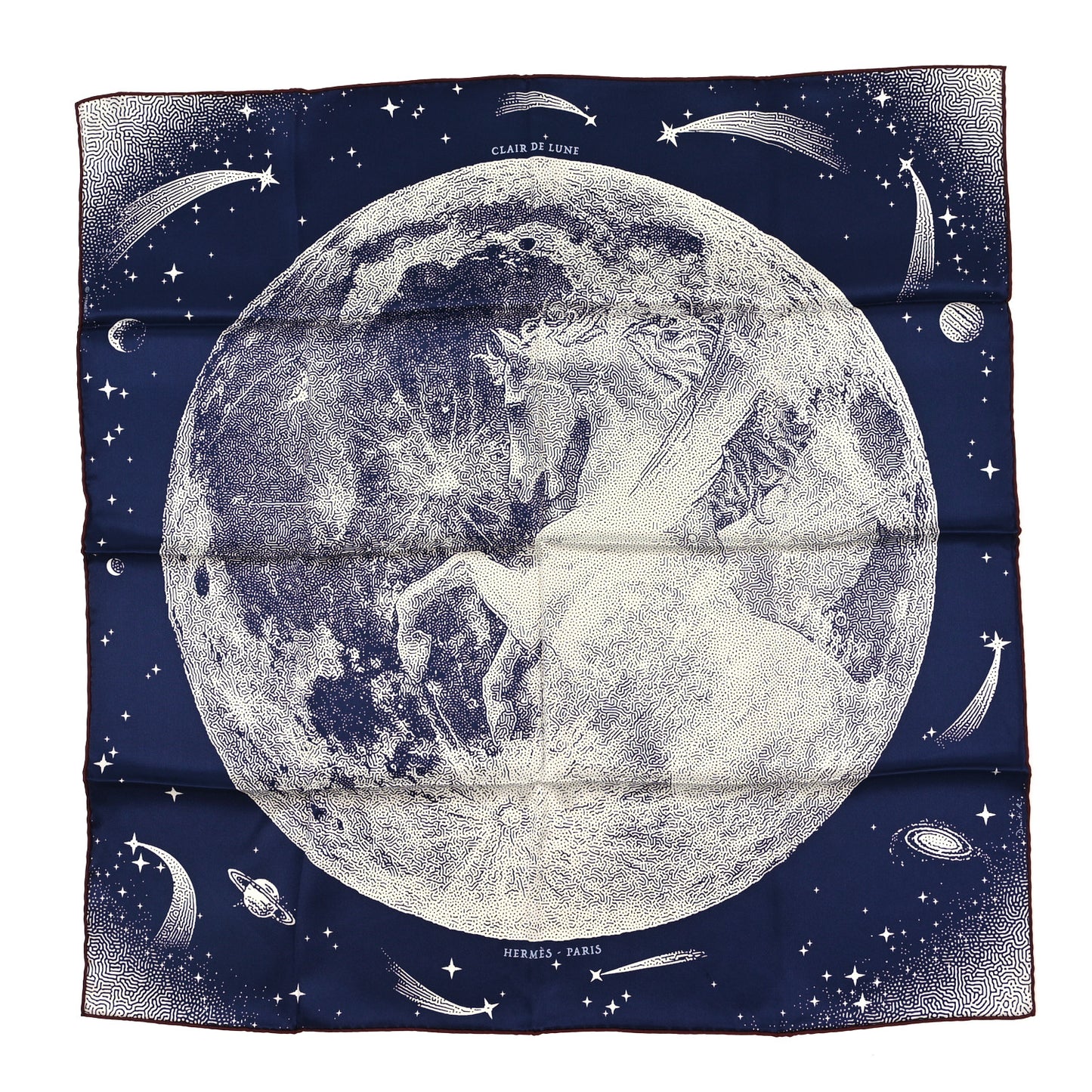 Silk Clair De Lune Scarf 70 Marine White Bordeaux
