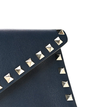 Valentino Garavani Vitello Large Rockstud Envelope Clutch Navy 14 of 15
