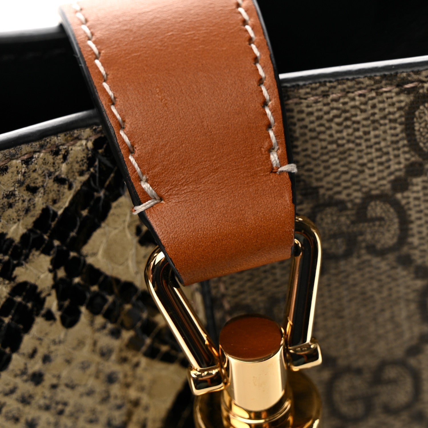Gucci GG Supreme Monogram Snakeskin Small Jackie 1961 Hobo Beige Ebony 8 of 10