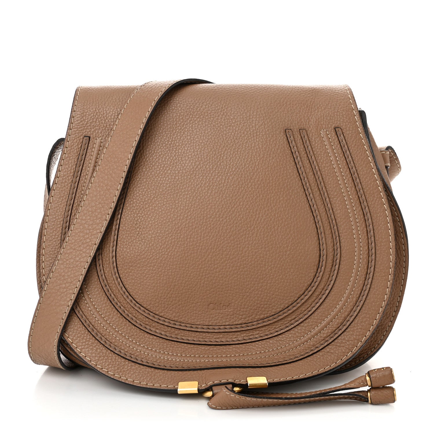Chloe Calfskin Medium Marcie Round Crossbody Bag Nut 1 of 11