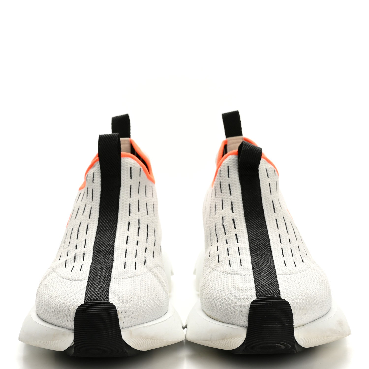 Hermes Technical Canvas Goatskin Womens Eclair Sneakers 37.5 White Orange 3 of 10