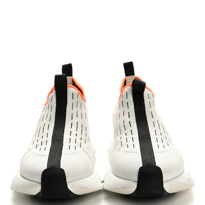 Hermes Technical Canvas Goatskin Womens Eclair Sneakers 37.5 White Orange 3 of 10