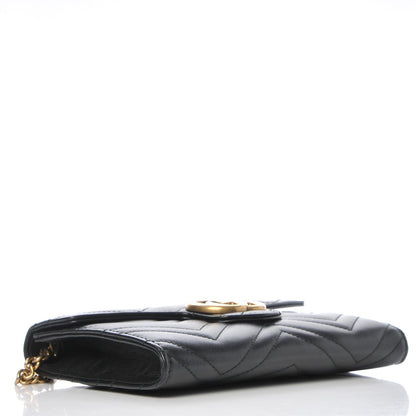 Gucci Calfskin Matelasse Mini GG Marmont Chain Wallet Black 4 of 9