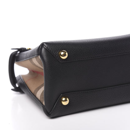 Burberry Grainy Calfskin House Check Small Banner Tote Black 8 of 14