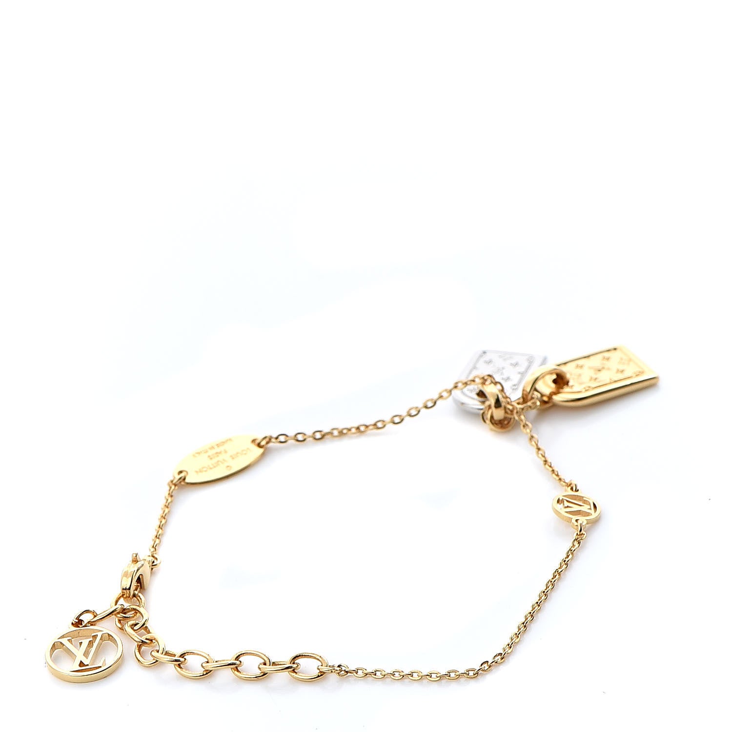 Louis Vuitton Brass Nanogram Bracelet Silver Gold 3 of 6