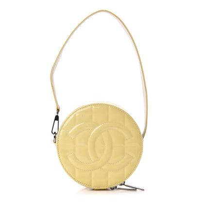 Chanel Patent Quilted CC Chocolate Bar Round Shoulder Bag Yellow 1 of 14