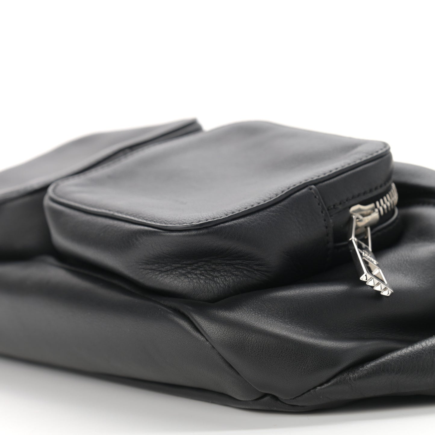 Calfskin Rockstud Belt Bag Black