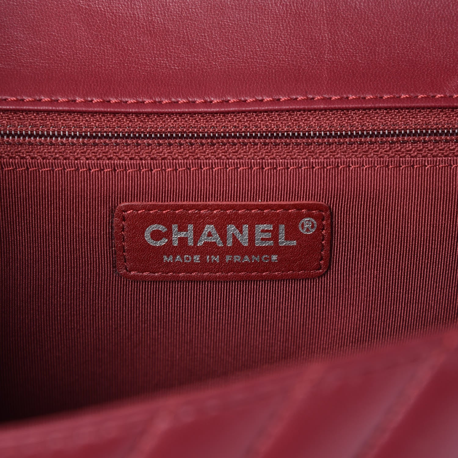 Chanel Lambskin Surpique Chevron Medium Single Flap Dark Red 6 of 7