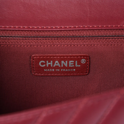 Chanel Lambskin Surpique Chevron Medium Single Flap Dark Red 6 of 7