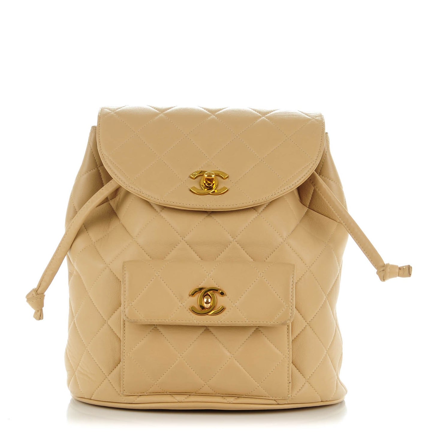 Lambskin Quilted Backpack Beige